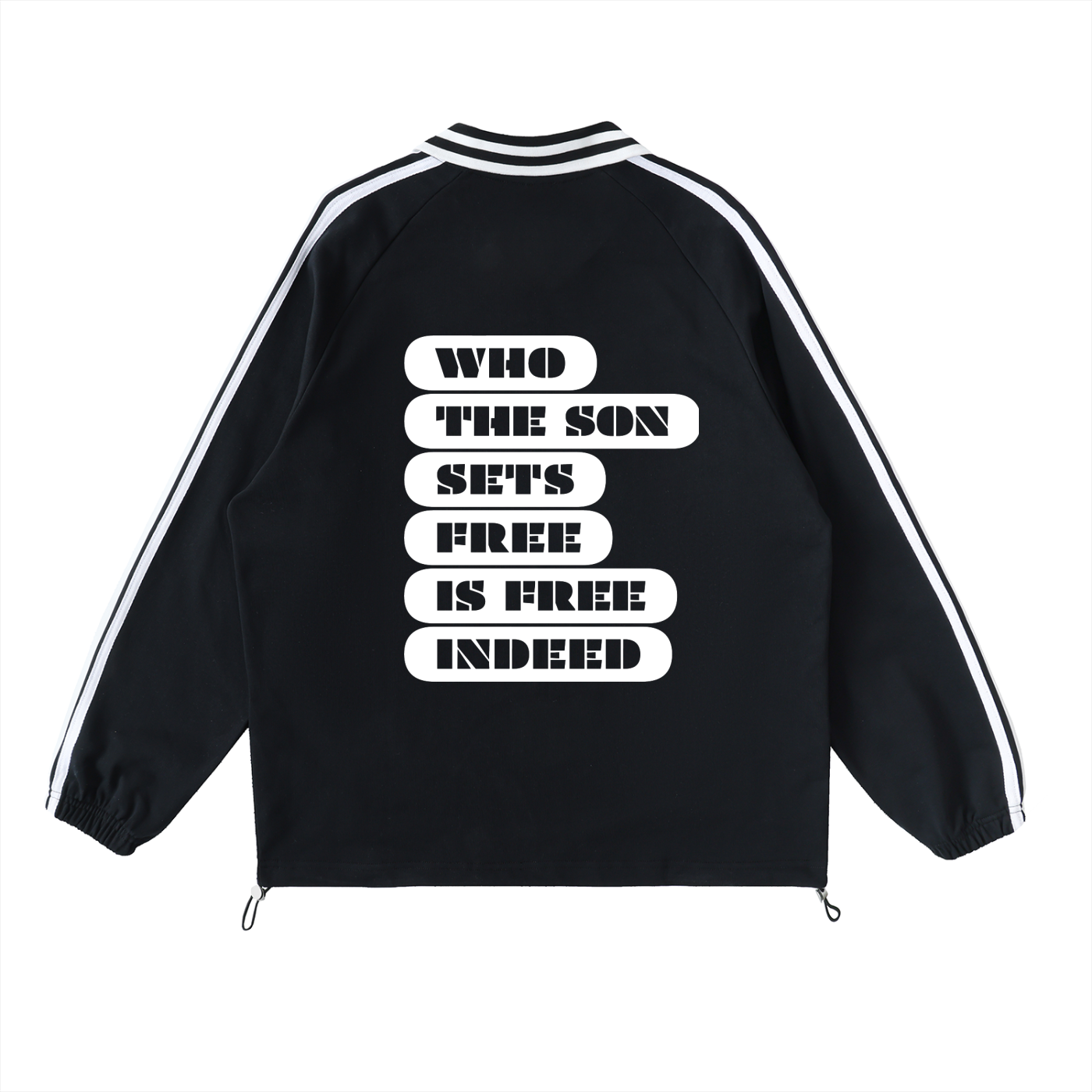 Contrast Striped Lapel Collar Sweatshirt