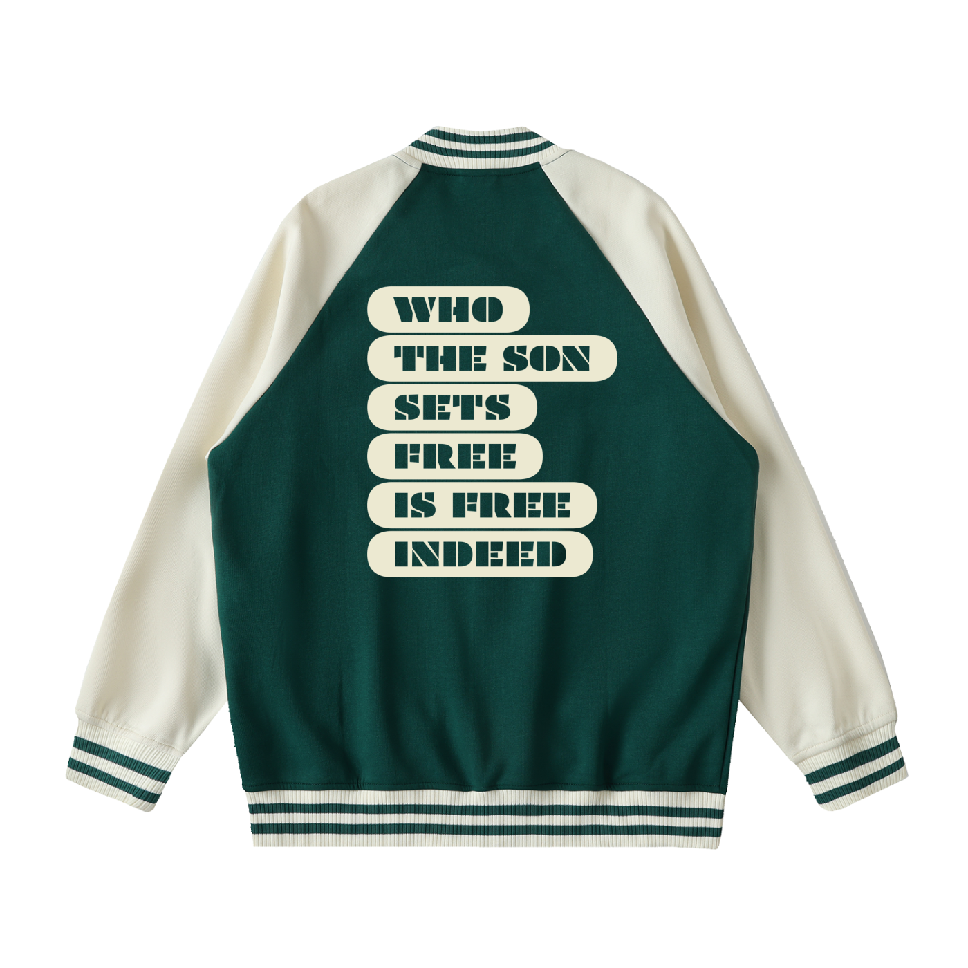 Two Tone Free Indeed Varsity Jacket