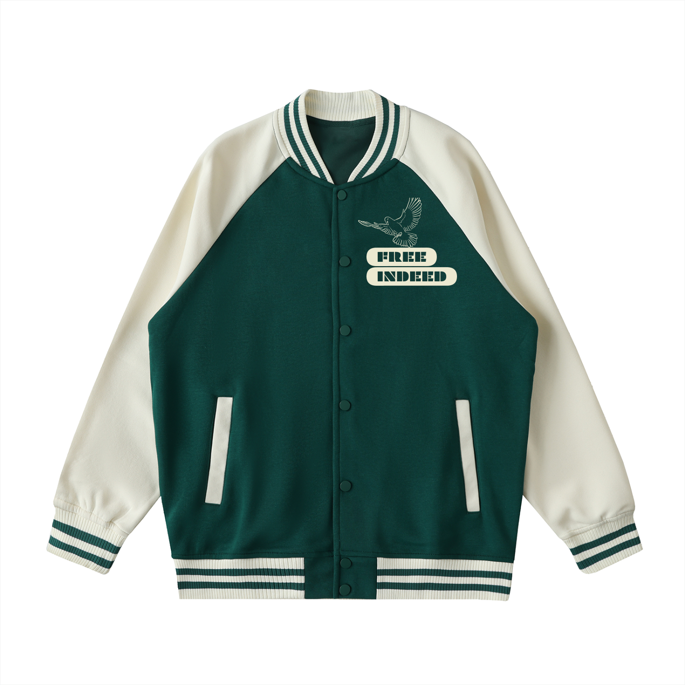Two Tone Free Indeed Varsity Jacket