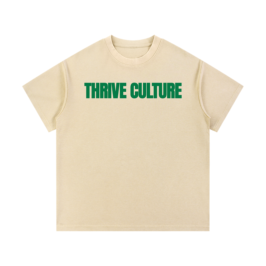 Cream Wash Waffle Knit TAN & GREEN God Shaped Life T-Shirt